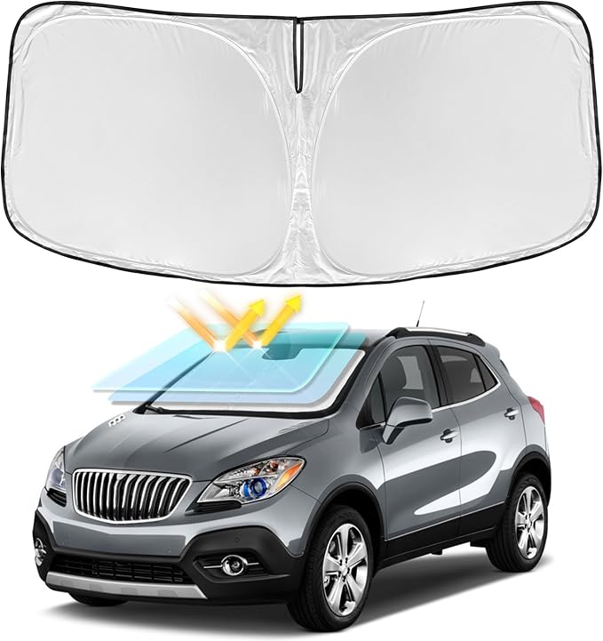 for Buick Encore 2020-2025 2026-4 Layers Car Sunshades for Front Windows Shade Cover Custom Fit Encore Sun Visor 240T Retractable Windshield Sun Shade Blocks UV Rays Car Accessories