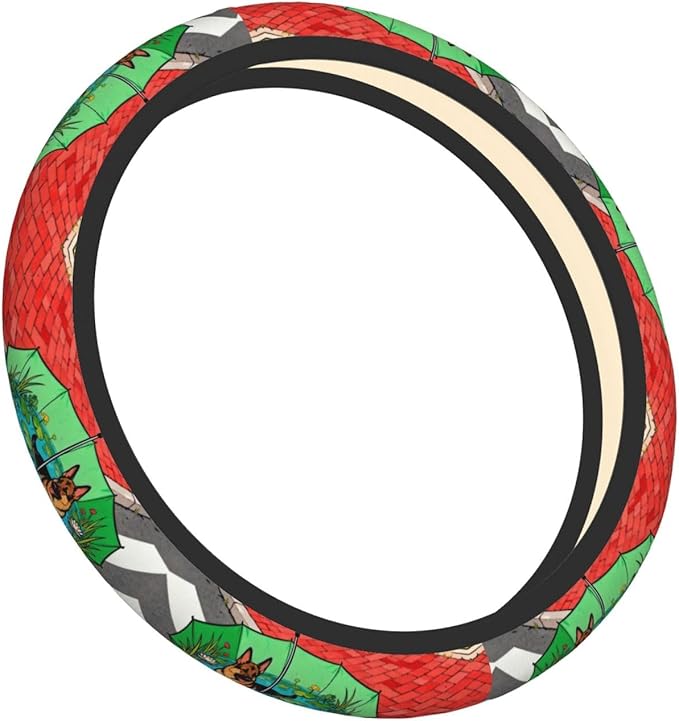 Border Collie Prints Neoprene Steering Wheel Covers Women Men Car Accessories, Universal 15 Inch Fit Auto, Suvs, Truck