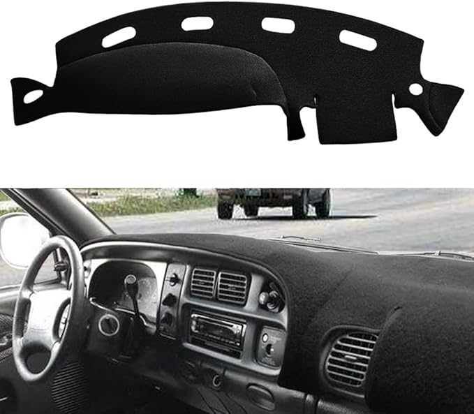 Yiz Dashboard Cover Dash Cover Mat Pad Custom Fit for Dodge Ram 1500 2500 3500 1998 1999 2000 2001 (98-01Black) Y21