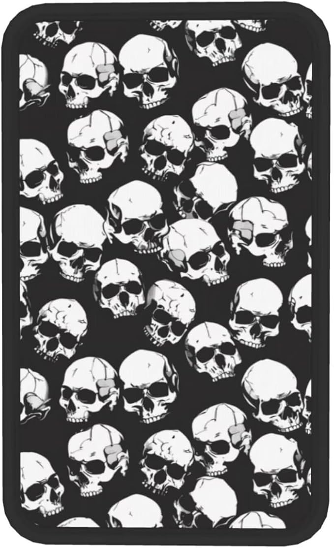 Car Center Console Cover Skull Gothic Goth Polyester Armrest Cushion Pad Protector Black White Auto Interior Accessories Arm Rest Covers