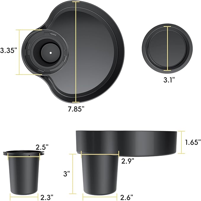 Travel Snack Tray for Kids Car Seat with Cup Holder, Kids Car Seat Snack Tray, Toddlers Road Trip Essential Travel Snacks Food Plate Tray-Black 1PCS