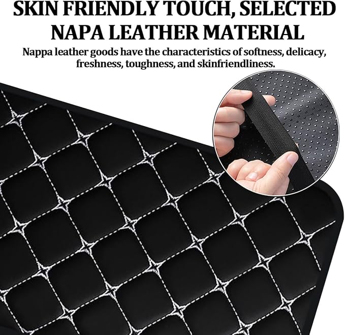 Car Center Console Cushion Pad, Comfortable PU Leather Vehicle Armrest Seat Box Cover, Waterproof Automotive Interior Arm Rest Protector Accessories, Universal Fit (Black/White)