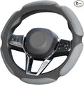 Car Steering Wheel Cover, Breathable Sporty Auto Wheels Wrap, 15 Inch Suede Steering Wheel Protector with Comfortable Grip, Steering Wheel Cover Hand Pad Cushion Slip-on for Cars (Grey)
