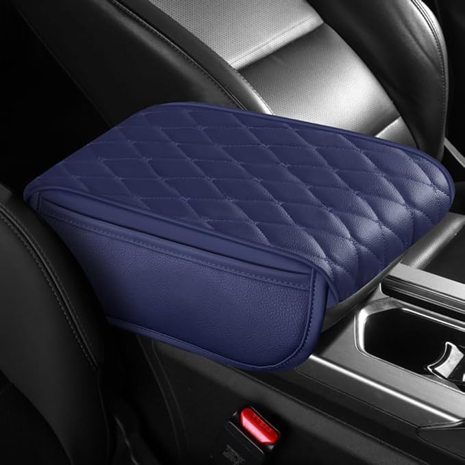 Universal Car Armrest Pad for Mini Countryman R60 F60 One/S/Cooper/JCW 2010-2024 Leather Armrest Box Center Console Cover Pad Waterproof Arm Rest Protector Decor Accessories,Blue01