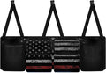 American Flag Camo Car Trunk Organizers, 37.1" x 11.8" Backseat Hanging Organizer with 4 Large Storage Bag, Waterproof Car Organizer with Adjustable Strap, Road Trip Large Capacity Bag