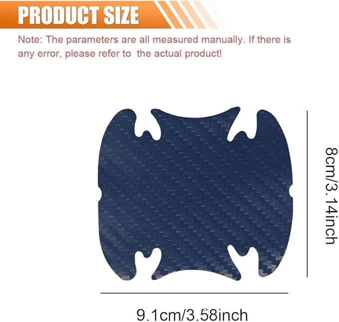 4PCS Car Door Handle Cup Scratch Protector, 3D Carbon Fiber Door Bowl Sticker, Car Paint Protective Film, Universal Automotive Doors Handle Guard Pad for Most Cars (Blue)