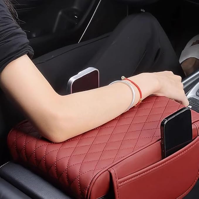 Car Armrest Pad for Ford Mustang Mach-E 2021 2022 2023 2024 2025 2026 Leather Armrest Box Mat Center Console Cushion Pad Universal Armrest Seat Box Cover Protector,Black