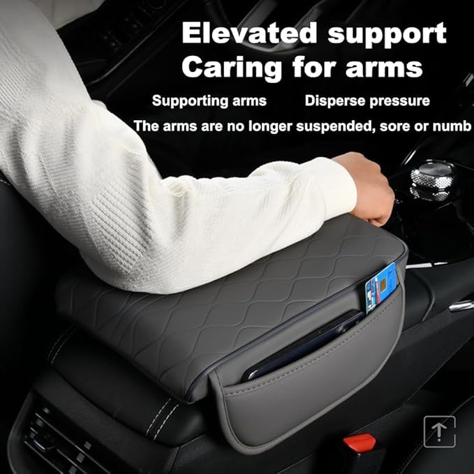 1 Pack Car Center Console Cover Custom Fit for 2024 2025 Lexus GX550 550h, Leather Memory Foam Armrest Cushion Protector, Anti-Scratch Durable Armrest Pad,Beige