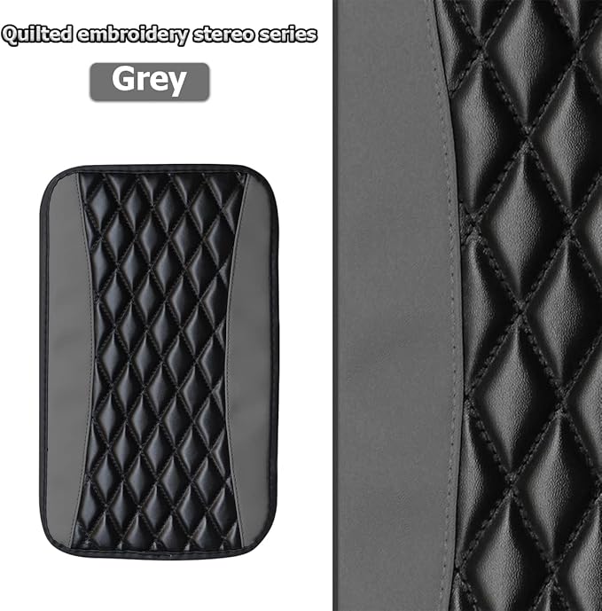 Moly Magnolia Car Center Console Cushion Pad, Universal Leather Waterproof Armrest Seat Box Cover Protector,Comfortable Car Decor Accessories Fit for Most Cars, Vehicles, SUVs (Gray)