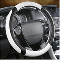 Car Steering Wheel Cover, 14.97 Inch Leather Non-Slip Vehicle Steer Wheel Protector, Soft & Breathable Automotive Interior Protection Accessories, Universal for SUV Sedan Truck (Black/White)