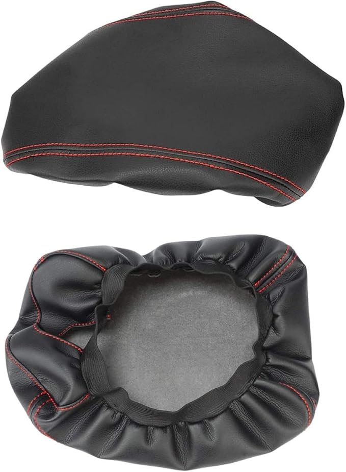 Auprite Center Console Cover for Mazda CX5 2018-2023 2024 2025, Auto Center Console Cover Pad Leather Car Armrest Seat Box Cover Protector for Mazda CX5 Accessories (Black with Red Stitches)