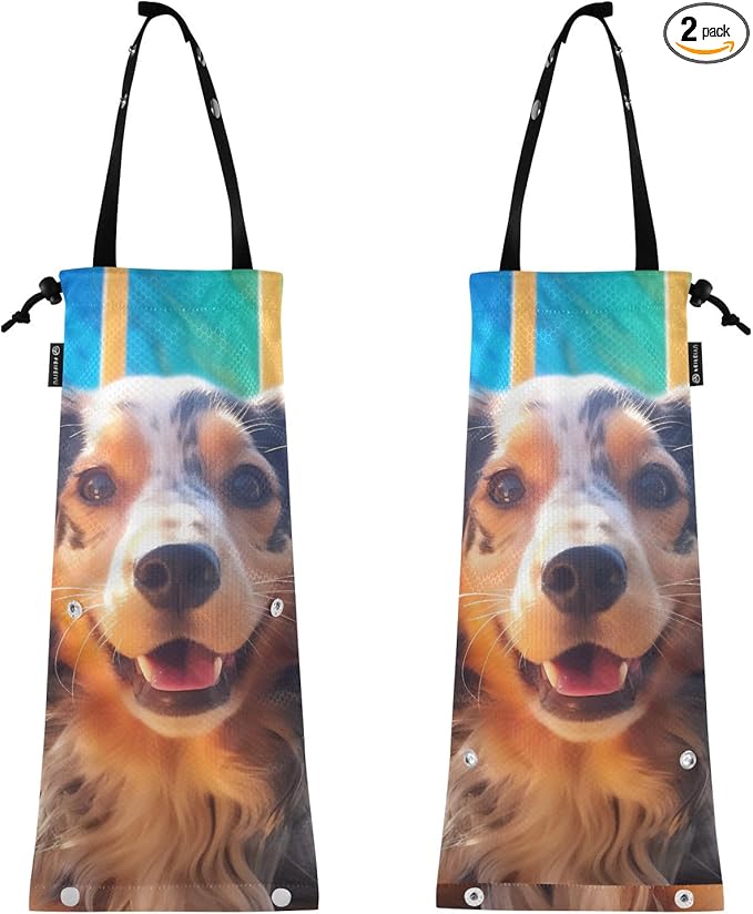 ALAZA Hanging Car Trash Bags Garbage Bag Trash Can for Back Seat Small Dog 3 Washable Storage Bag Retractable 2 Pack