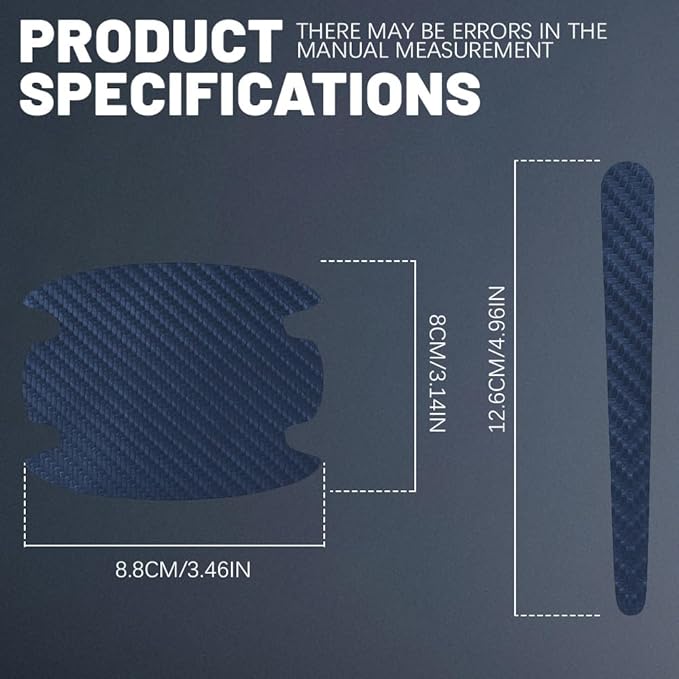 4pcs Car Door Handle Scratch Protectors, Door Handle Paint Protection Film, TPU Carbon Fiber Texture Door Bowl 3D Sticker, Car Accessories Universal for Most Cars (Blue)