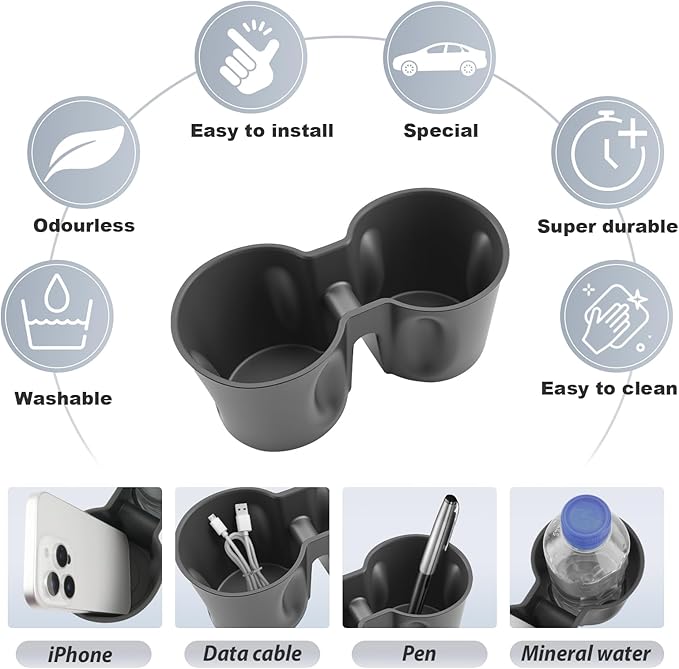 SKTU for 2025 2026 Tesla Model Y Cup Holder for 2025 2026 Tesla Model Y Central Control Cup Holder Tesla Model Y 2025 2026 Accessories Rubber Cup Pad 2025 2026 Model Y Non-Slip Pad