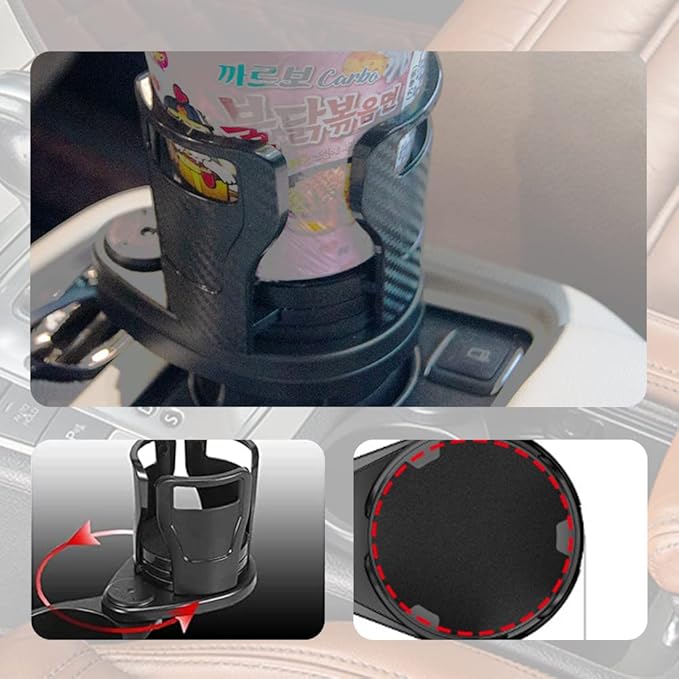 Multifunctional Car Cup Holder, All Purpose Adjustable Large Cup Holder (Matte Black)