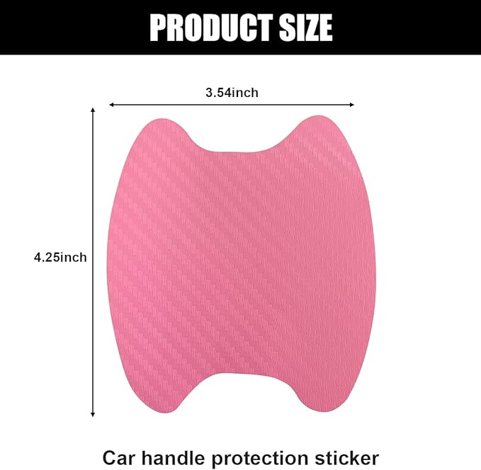 4PCS Car Handle Cup Stickers, Carbon Fiber Scratch Auto Door Protective Film, Non-Marking Car Bowl Protector, Universal Paint Cover Guard for Most Cars, SUV, Van (Pink)