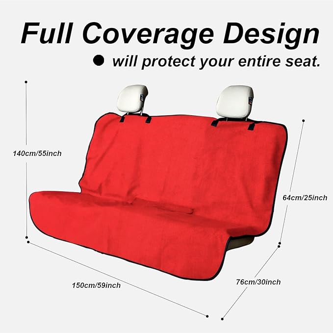 nbnhxnff Sweat Towel Car Seat Cover Protector Rear Seats for Gym Workout, Running, Swimming, Beach and Hiking, Waterproof Universal Seat Cover for Car, Trucks, Van & SUV (Red, 1pcs Rear Seat)