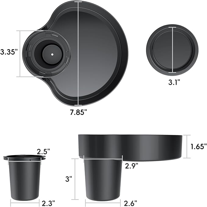 2PCS Car Seat Snack Tray for Kids: Kids Car Tray with Cup Holder, Toddlers Road Trip Essential, Travel Snacks Food Plate Cup Holder (2pcs Black)