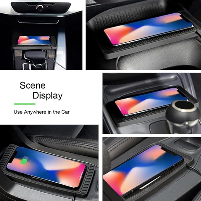 Cordless Car Charger Pad for GMC Acadia/Canyon/Sierra/Terrain, Non-Slip Phone Charging Mat for Center Console Use, Flexible Trim-to-Fit Design, 15W Charging Support
