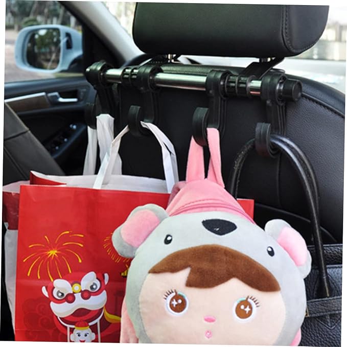 Vaguelly 2pcs Car Headrest Hook Backseat Storage Hanger for Handbags Coats Umbrellas and Material for Vehicle Organization