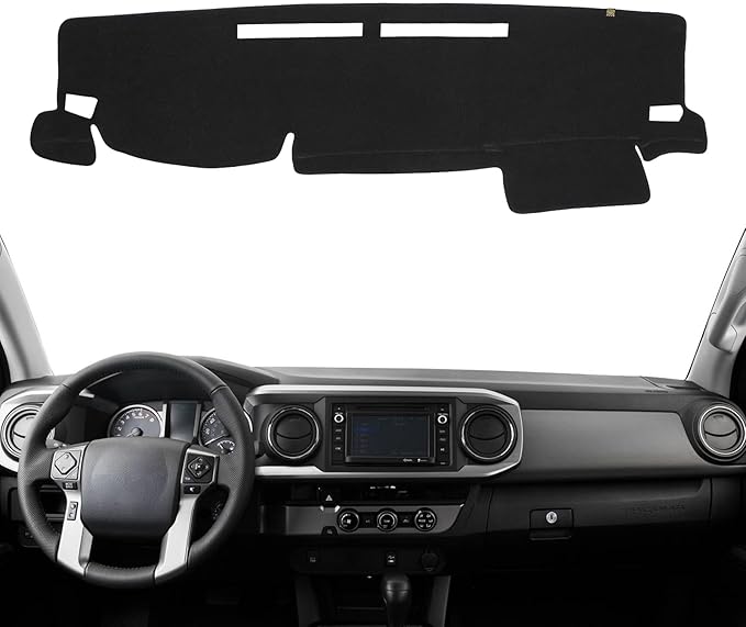 KEYOOG Dashboard Cover Dash Mat Fit for to-yota Tacoma 2023-2016 (Without HUD Models),Car Dash Board Mat Anti-Glare Carpet,Non-Slip Pad Sunshield Protector (Black)