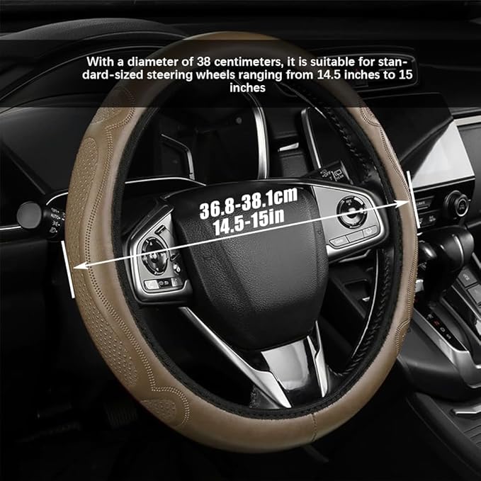Car Steering Wheel Cover, Steering Wheel Accessories, Breathable Microfiber Leather Auto Wheels Protector, Universal 15 Inch Anti-Slip Protector Car Accessories for SUV Sedan Truck (Beige)
