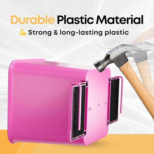 HAUSSIMPLE Car Trash Can 2L with Stability Wings & Velcro for Extra Stability – Magic Strip & Clip for Fabric & Rubber Mats – Durable Plastic, Easy Pull Trash Bags Included – Pink