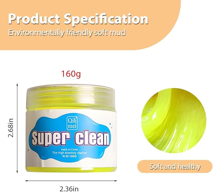 Car Cleaning Gel, Reusable Vehicle Air Vent Crevice Detailing Putty, Automotive Interior Detail Slime Cleaner Removal Tool Kit Accessories, Universal for SUV, Sedan, Truck (Yellow)