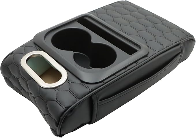 AOUTTUOA Universal Car Multifunctional Armrest Heightening Pad Microfiber Leather Black Multifunctional Car Armrest Cushion Storage Cup Holder Phone Storage Slot