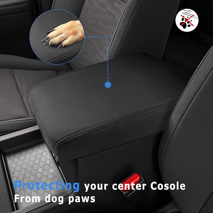 INTGET Center Console Cover for 2022-2025 2026 Nissan Frontier Accessories Leather Middle Armrest Lid Protector Replacement (Black Leather)