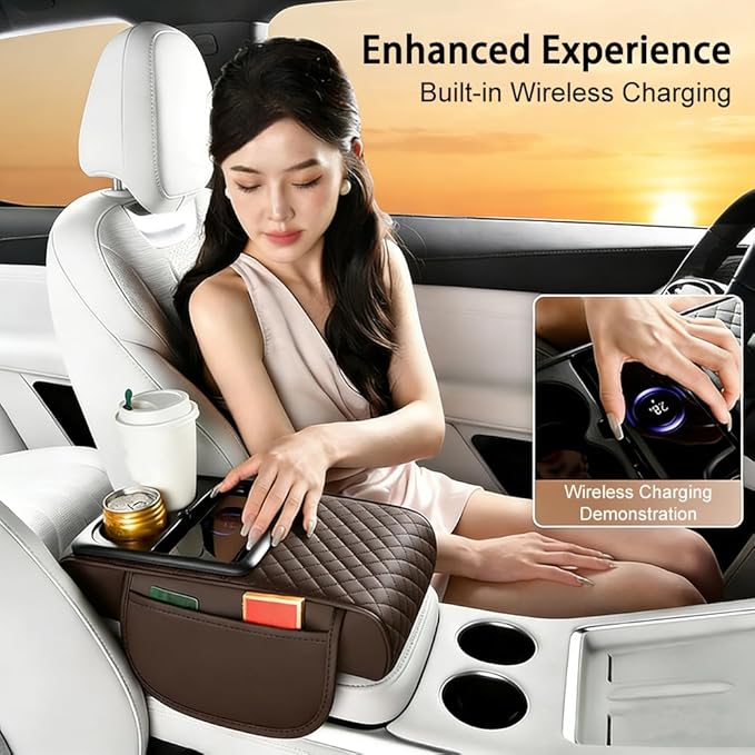 Armrest Cover for Car for GMC Sonoma 2000-2004, 4 in 1 Storage Box Pad with Cup Holders, Center Console Cover Cushion Heightening Pad,C