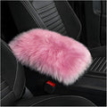 Car Center Console Cover Pad, Fluffy Middle Console Pad Armrest Seat Box Cover, Universal Furry Arm Rest Decoration Protector for Car Truck SUV, Interior Car Accessories (Pink)