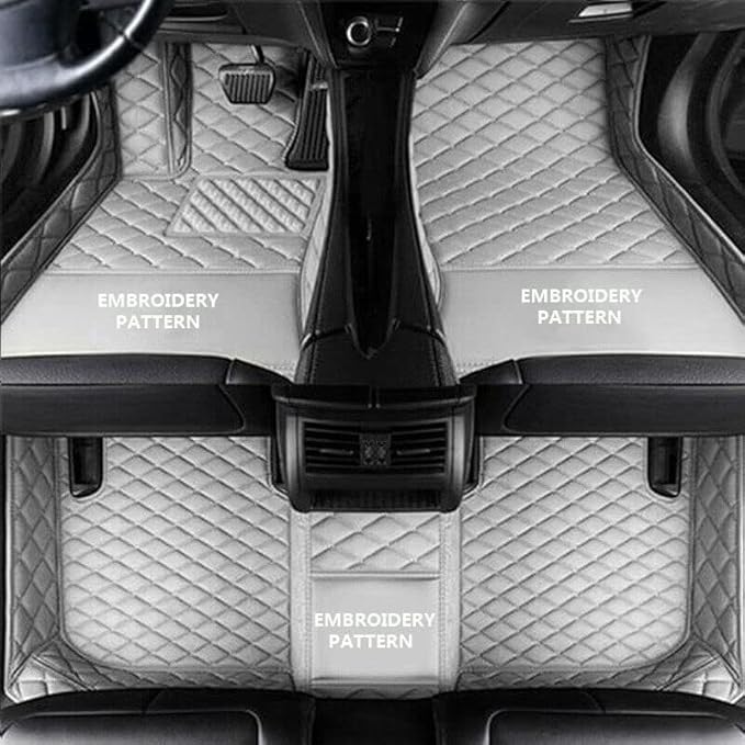 Custom Making Car Floor Mats for 96% Car Model Luxury Leather All Weather Waterproof Anti-Skid Full Coverage Liners (Grey)