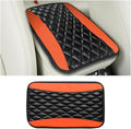Car Center Console Cover, Comfortable PU Leather Vehicle Armrest Storage Box Cushion Pad, Anti-Scratch Automotive Interior Arm Rest Cover Protector, Universal for Truck SUV Sedan (Orange)