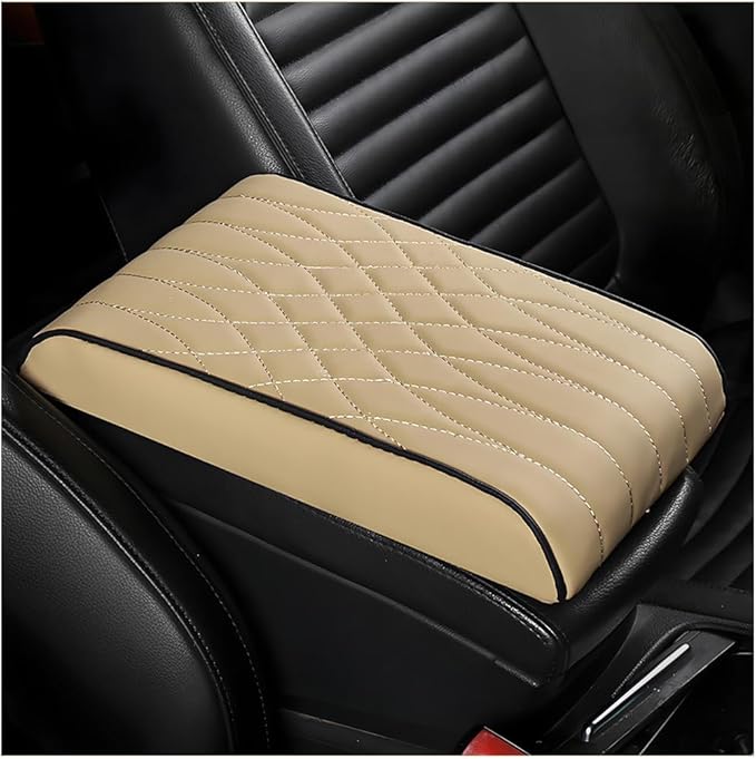 BESULEN Car Center Console Cover, Memory Foam Scratch & Wear Resistant Vehicle Armrest Storage Box Cushion Pad, Auto Interior Middle Console Protector, Universal for Sedan RV Pickup (Beige)