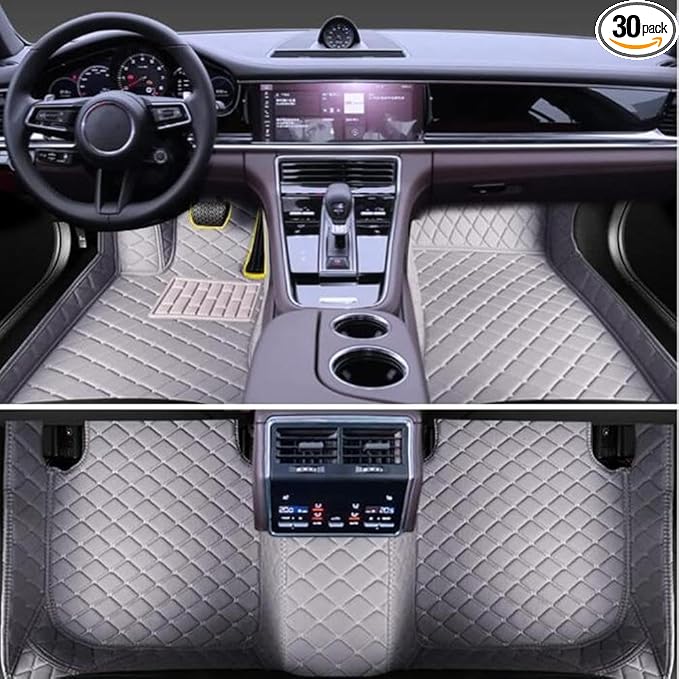 Custom Luxury Leather Car Floor Mats Upgrade Your Car's Interior All-Weather Protection for Cars, SUVs, Trucks Compatible with Automotive Floor Mats (Grey)