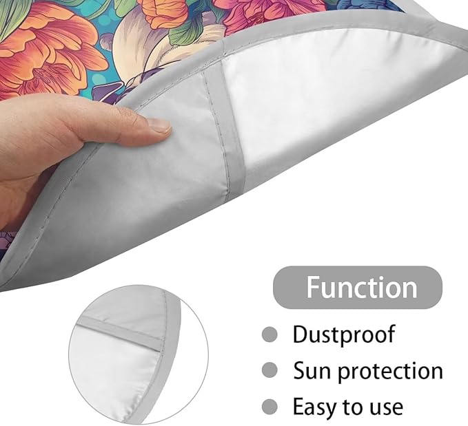 Pug Dog Peony Flower Pattern 17x17 inch Steering Wheel Sun Shade Cover Fit Most SUV Truck Car Van Universal Block UV Rays Car Rudder Visor Vehicle Steering Wheel Protector