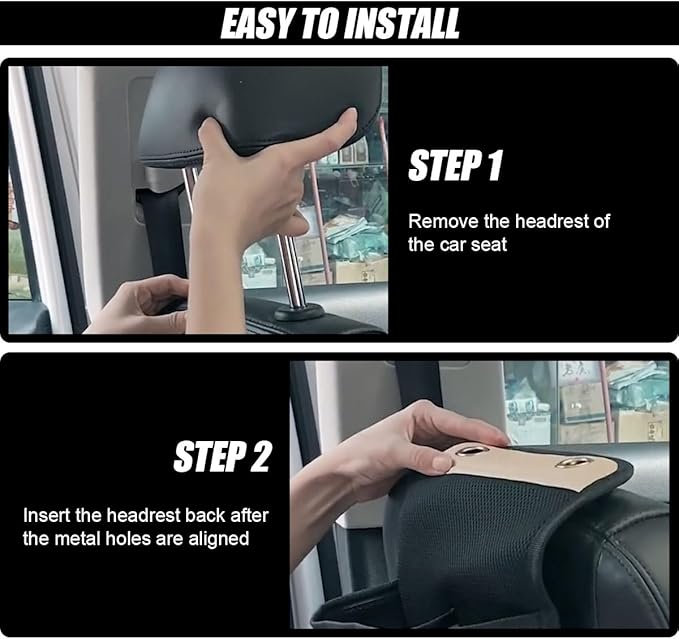 Car Back Seat Organizer, Waterproof PU Leather Car Hanging Storage Bag, Multipurpose Front & Backseat Car Seat Storage Organizer, Universal Interior Car Accessories for Most Vehicles (Beige)