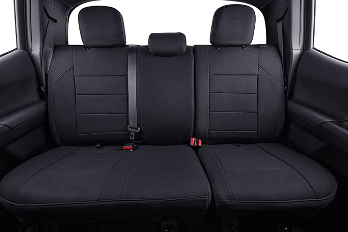 coverdream Custom Fit Seat Covers for 2016-2023 Toyota Tacoma Double Cab/Crew Cab SR,SR5,TRD Off Road,TRD Pro,TRD Sport,Limited,Fully Covered,UV Resistant Polyester Seat Protector (Full Set,Black)