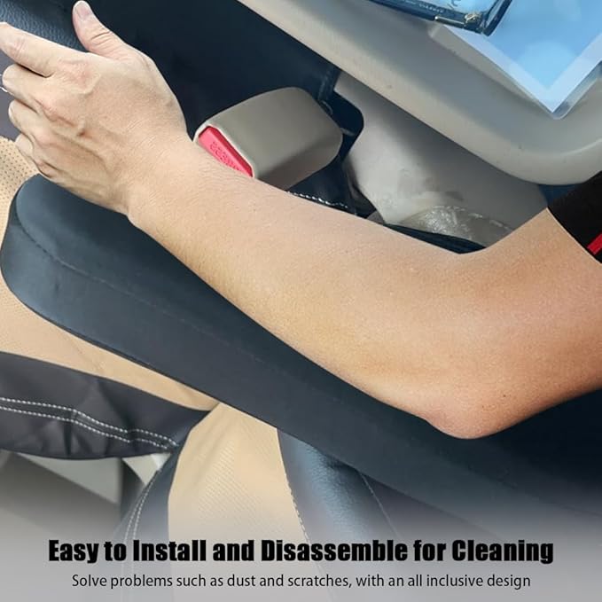 Smeyta 2PC Car Front Seat Armrest Covers,Universal Size Seat Arm Rest Cover,Flat Cloth Fabric Armrest Cover,Car Interior Accessories(Black,1Pair)