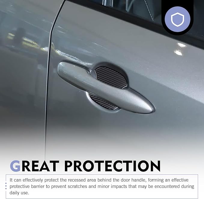 4PCS Car Door Handle Cup Scratch Protector, 3D Carbon Fiber Auto Door Bowl Sticker, Universal Anti-Scratch Doors Handle Paint Protection Film, for Most Vehicles (Medium)