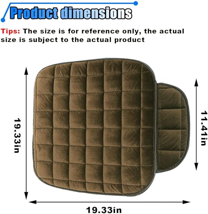 Car Seat Cushion, Soft Plush Vehicle Driver Seat Pad with Storage Pocket, Flat Non-Slip Rubber Bottom, Universal Seat Protector Cover for Truck, Car, SUV, Home, Office, Chair(Coffee)