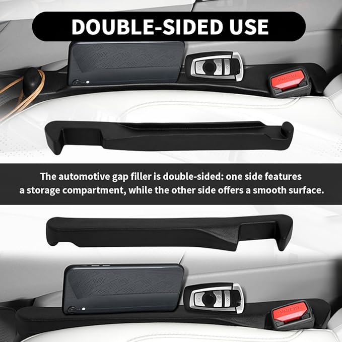 Turcee 2PCS Car Seat Gap Filler Organizer with Storage Slot & Hook,Car Seat Gap Filler Strip for Filling Gaps,Universal & Double-Sided Use Cars Seats Gaps Plug Cars Interior Accessories
