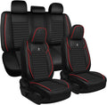 ARTIBY Seat Covers Full Set Custom Fit for Mitsubishi Outlander 2004-2025, Standard Waterproof Car Seat Cover, Breathable and Comfortable Leather Cushion Cover, Auto Interior Accessories (Black Red)