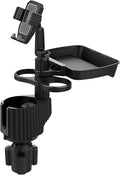 6-in-1 Car Cup Holder Expander with Tray & Phone Mount, Car Food Tray with 360° Rotation Adjustable Base, Car Cup Holder, Ideal for Drinks, Snacks, Foods