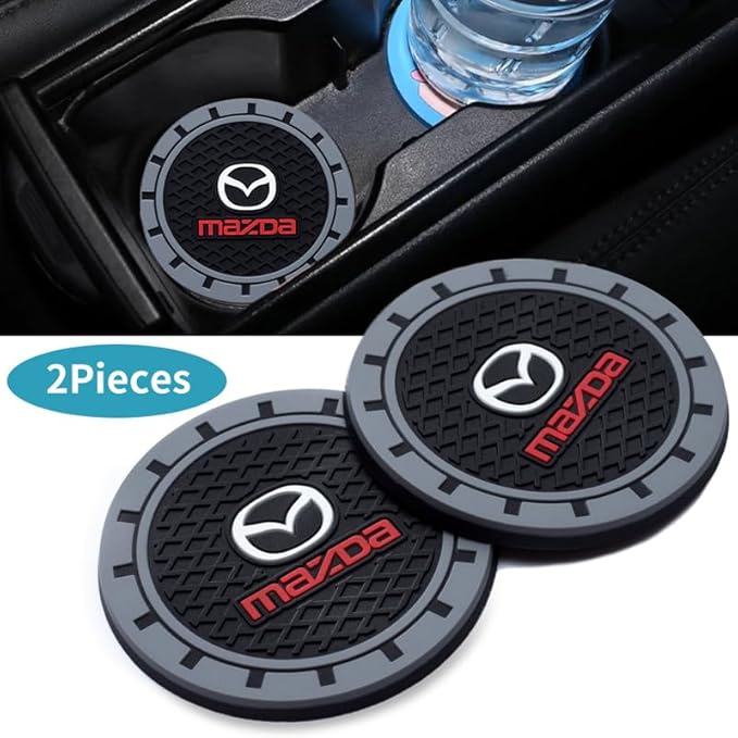 Silicone 2PCS Car Cup Mat Holder Coasters Compatible with Mazda M2 M3 M5 M6 MX5 RX7 RX8 A8 CX9 MX6 R3 CX-5 CX-7 CX-8, Non-Slip Car Coasters for Cup Holder Interior
