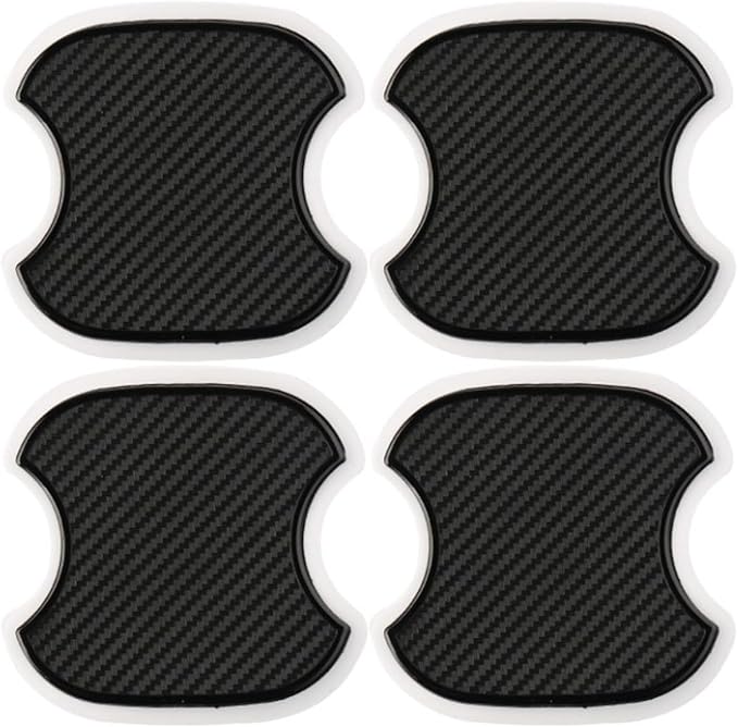 Tioollev 4PCS Car Door Handle Cup Scratch Protectors, TPU Carbon Fiber Door Bowl 3D Sticker, Handle Paint Cover Guard Pad, Universal Door Handle Protective Film for Most Cars (Medium-Black)