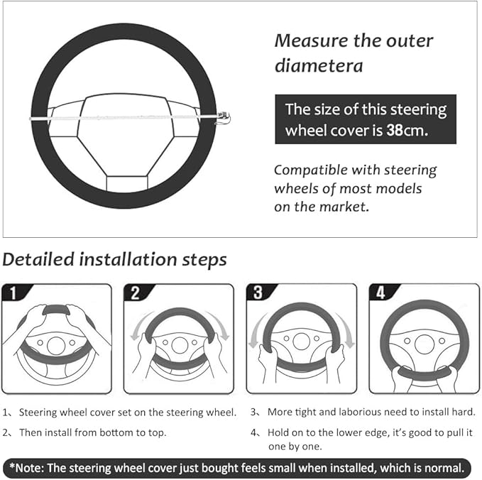 Car Steering Wheel Cover with Durable PU Leather, Universal 17 inch Fit for Car Truck SUV, Breathable Anti Slip Auto Steering Wheel Covers for Men and Women