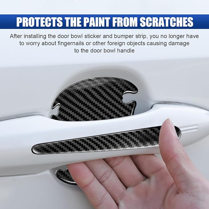 16PCS Car Door Handle Cup Scratch Protector Set, Waterproof Car Door Bowl Sticker Protector Film, Anti-Scratch Car Paint Cover Guard Pad Universal for Most Cars, SUVs (Carbon Fiber)
