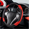 BELOMI Leather Car Steering Wheel Cover, Universal 15 Inch for Car Truck SUV, Non-Slip and Breathable, Sport Style Design Odorless Steering Wheel Protector, Automotive Interior Accessories (Red)